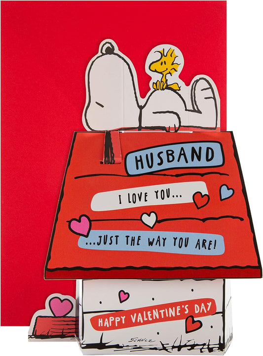 Valentine'S Day Card for Husband - 3D Peanuts Snoopy and Woodstock Design,Red,White