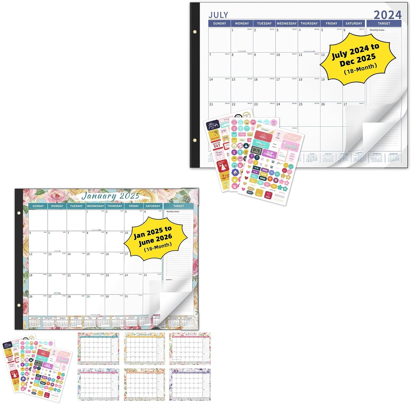 Desk Calendar 2025-2026 Large 22'' X 17'' Calendar 2025 Monthly Desktop Calendar, 18 Month Calendar, Use Jan 2025 - June 2026