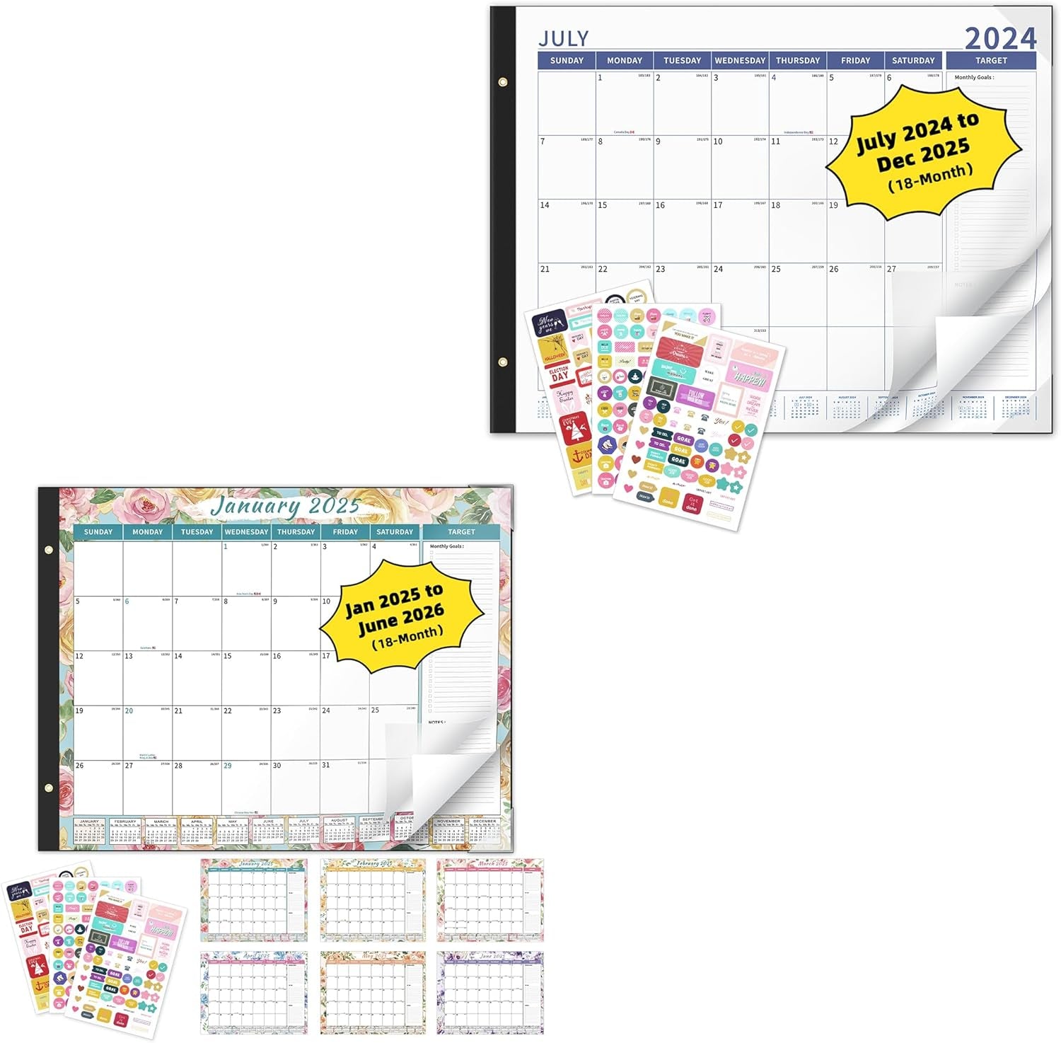 Desk Calendar 2025-2026 Large 22'' X 17'' Calendar 2025 Monthly Desktop Calendar, 18 Month Calendar, Use Jan 2025 - June 2026