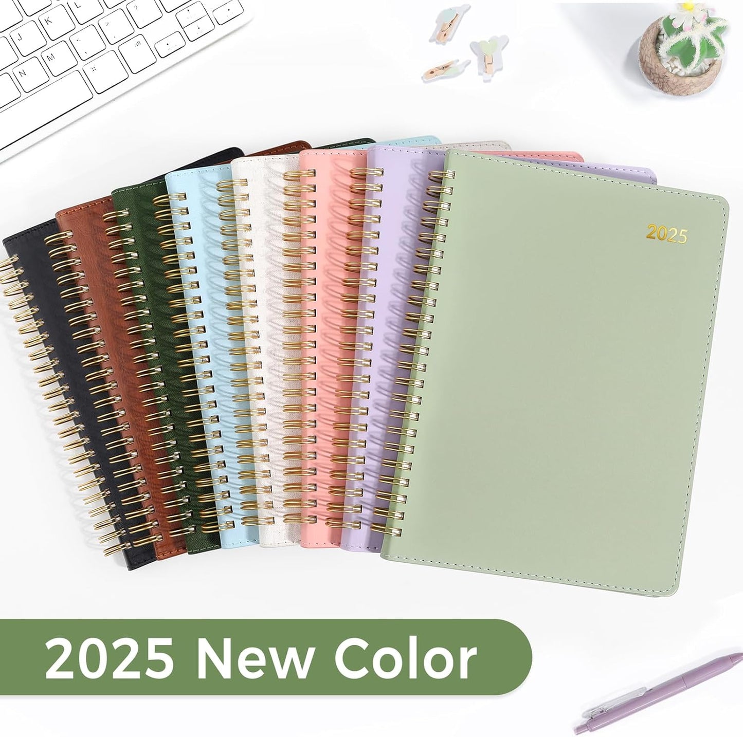 2025 Weekly & Monthly Planner 6.4"X8.5"- 12 Month (January 2025 - December 2025), Vegan Leather Cover, Pocket, Bookmark, Notes, Monthly Tab