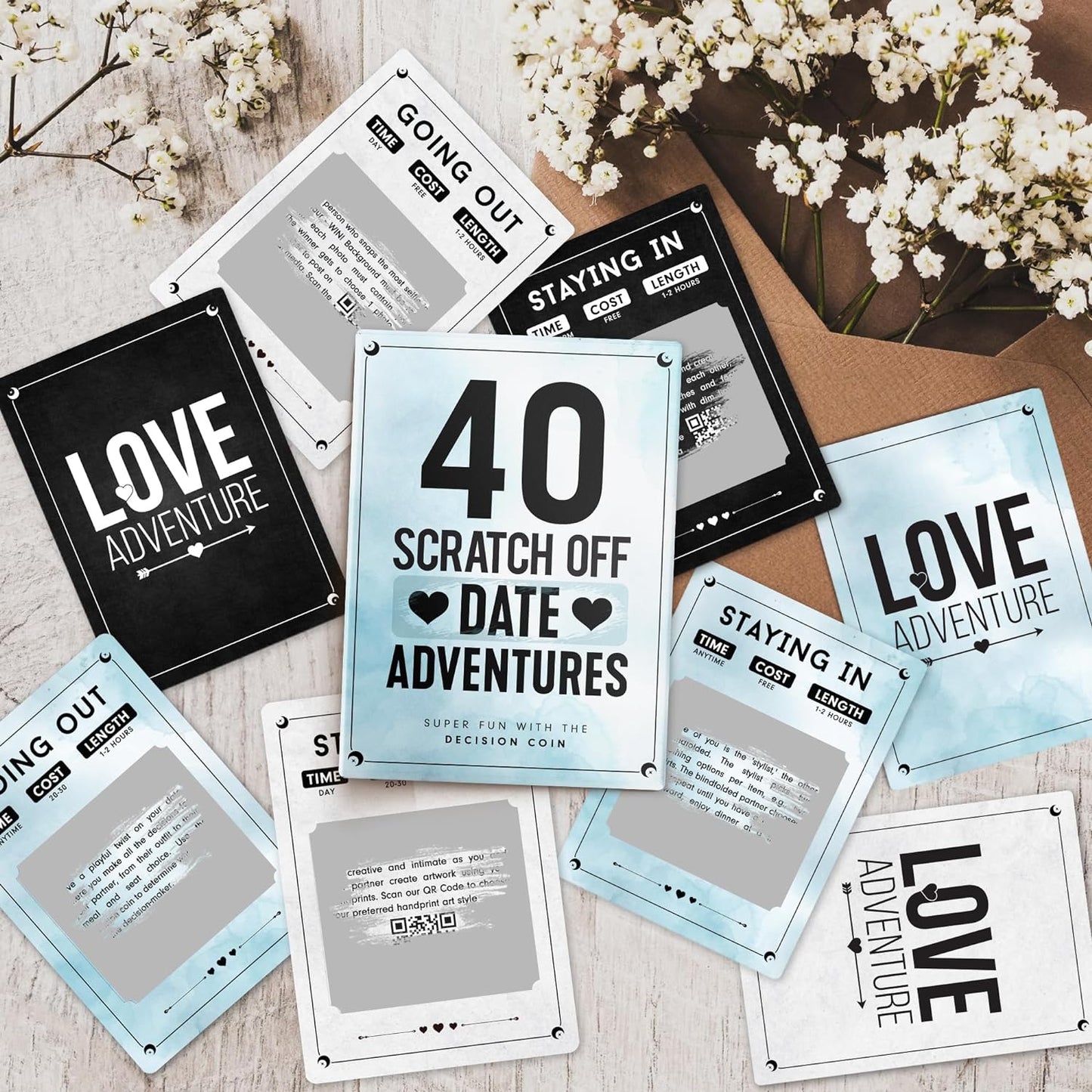 40 Fun and Romantic Scratch off Date Adventure Ideas for Her, Him, Girlfriend, Boyfriend, Wife, or Husband - Perfect for Date Night, Special Couples Gift for Anniversaries, Birthdays & More!