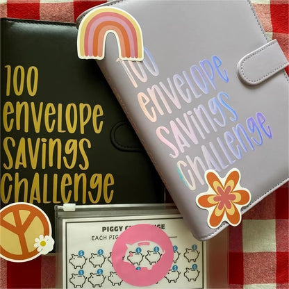 100 Envelope Challenge Binder, Easy and Fun Way to save $5,050, Budget Binder Savings Challenge Budget Book Binder with Cash Envelopes for Budgeting Planner & Saving Money (Black)