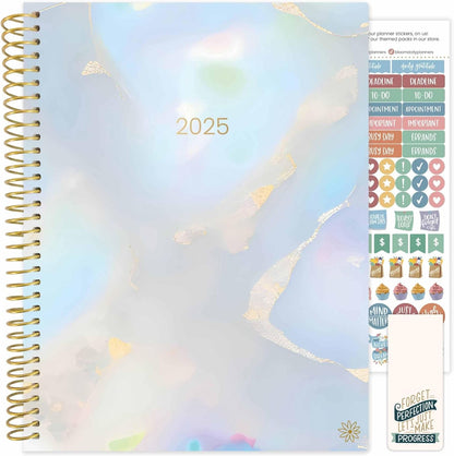 2025 (8.5" X 11") Calendar Year Day Planner (January 2025 - December 2025) - Weekly/Monthly Dated Agenda Organizer with Stickers & Tabs - Iridescent Opal