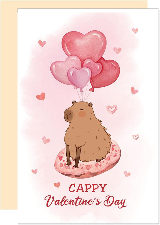 Funny Capybara Valentine'S Day Card, Cappy Pun V-Day Card for Husband Wife, Cute Capybara Valentines Gift for Boyfriend Him Girlfriend