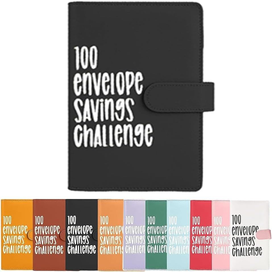 100 Envelope Challenge Binder, Easy and Fun Way to save $5,050, Budget Binder Savings Challenge Budget Book Binder with Cash Envelopes for Budgeting Planner & Saving Money (Black)