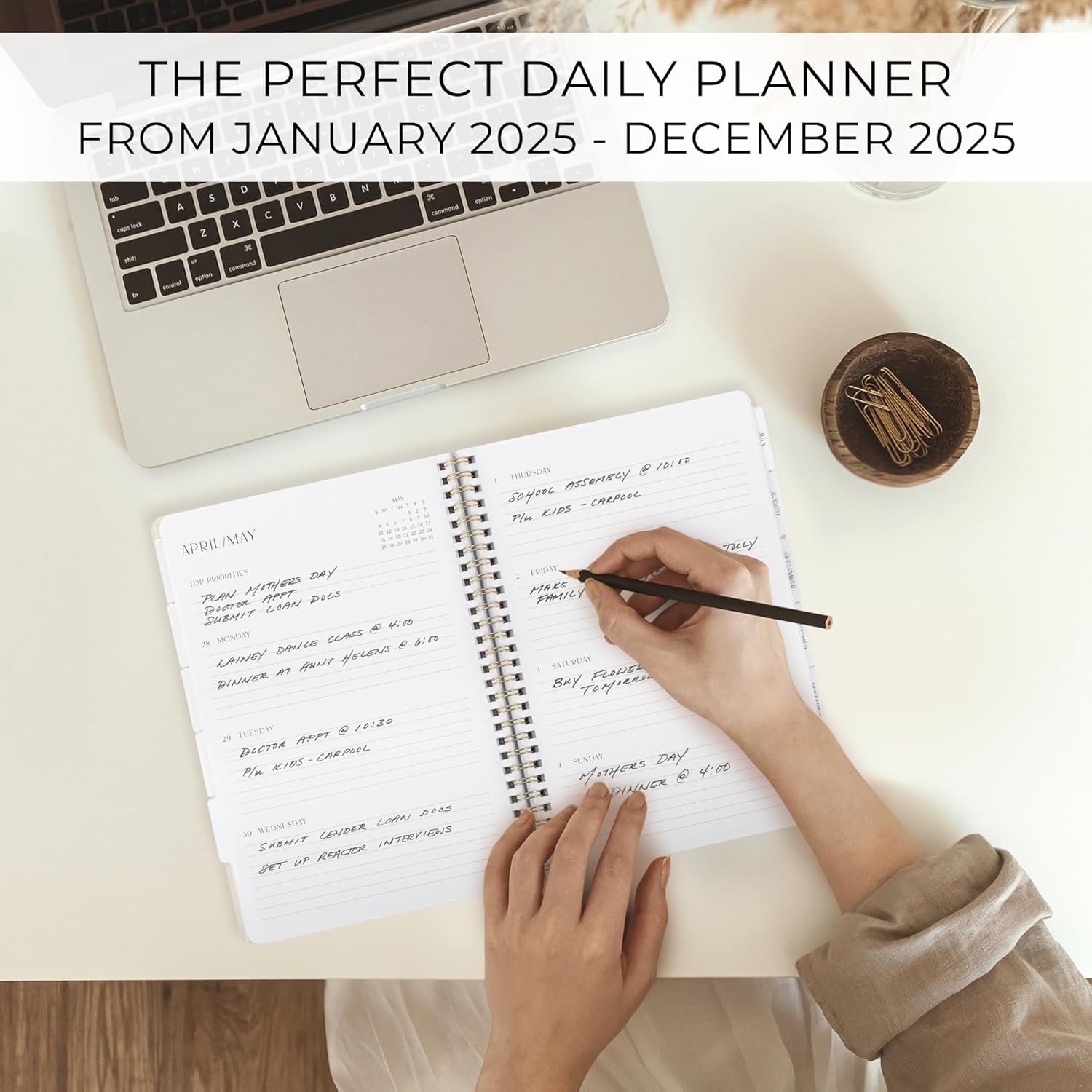 Beautiful 2025 Daily Planner - 7" X 10" Daily Planner for Women or Men with Weekly & Monthly Spreads for Easy Planning - Perfect Calendar Book to Organize All Tasks and Boost Productivity