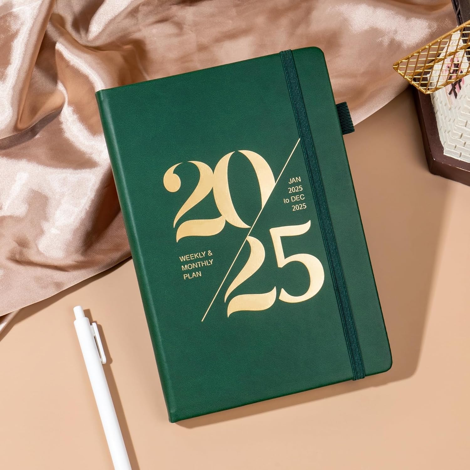 2025 Planners for Women 2025 Planner Weekly and Monthly with Stickers& Pocket Hardcover Leather 2025 Calendar Monthly Daily Planner Agenda for Men, 5X8, Green