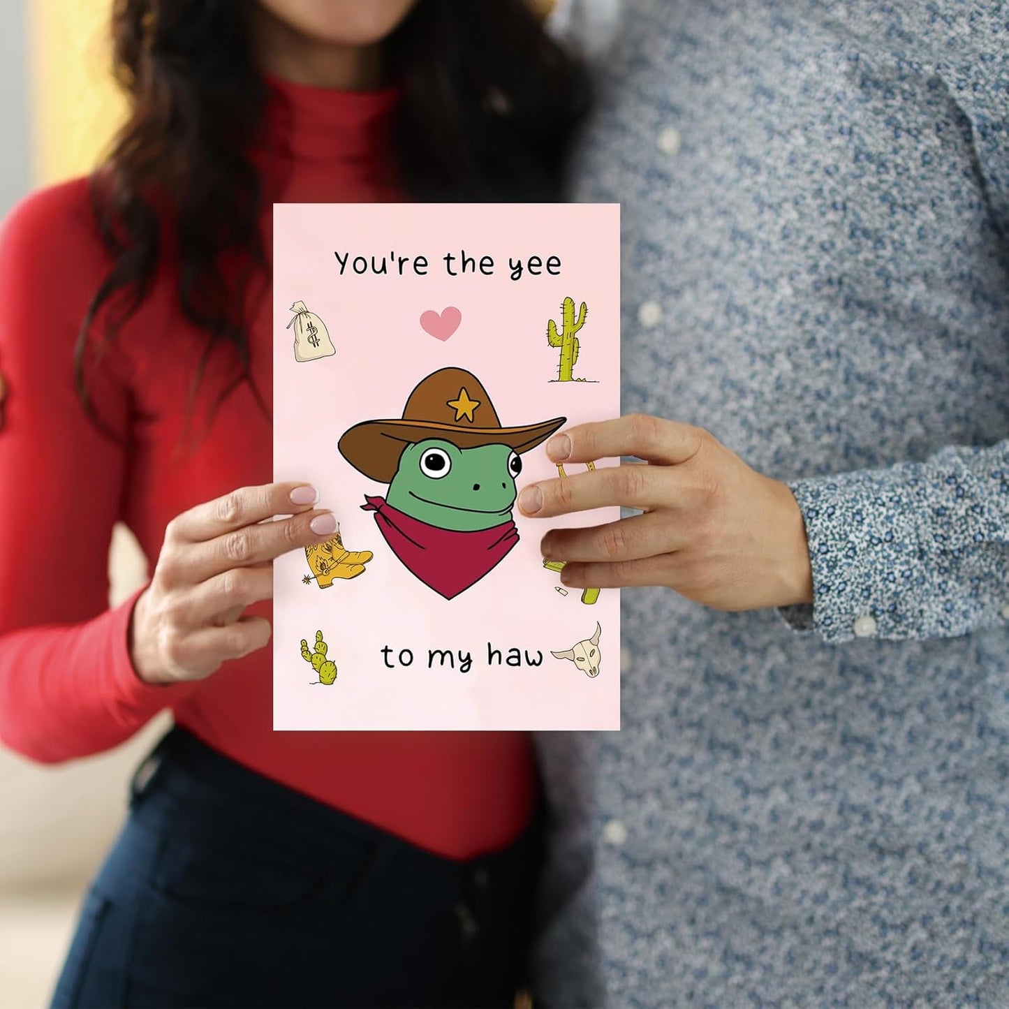 Funny Frog Valentines Card Gift,Humorous Valentine'S Day Card for Women Men,Unique Anniversary Card for Him Her,Cowboy Valentines Day Card