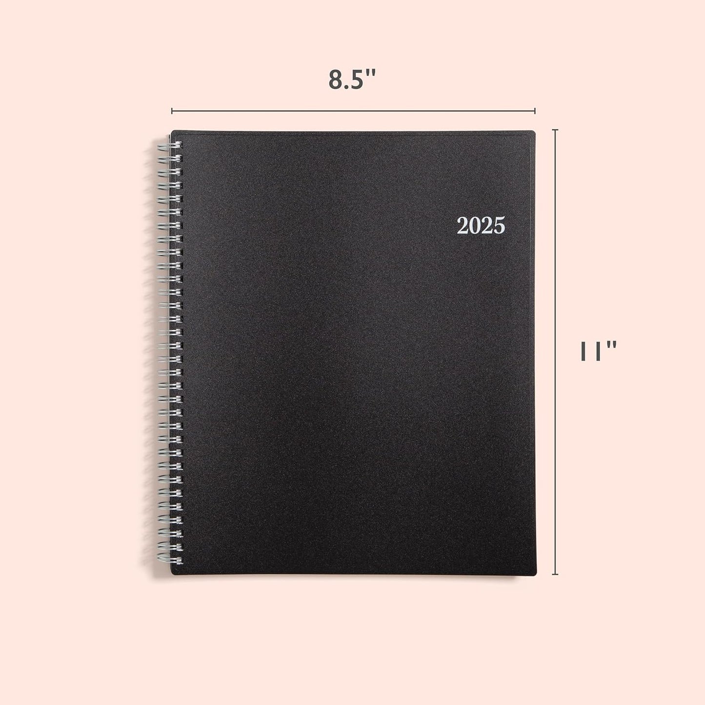 2025 Weekly and Monthly Planner Calendar, January - December, 8.5" X 11", Flexible Cover, Laminated Tabs, Wirebound, Storage Pocket, Enterprise