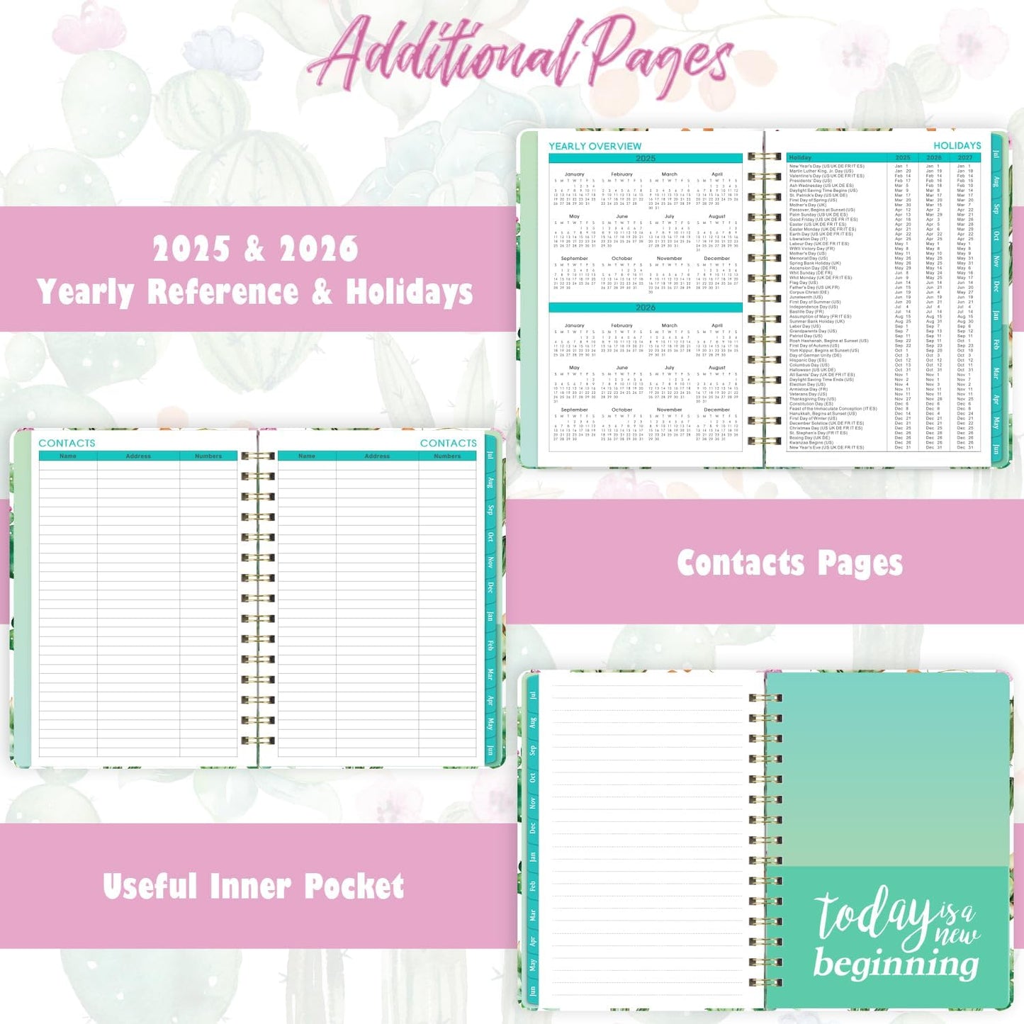 2025-2026 Planner - Planner 2025-2026, Weekly and Monthly Planner, Jul 2025 - Jun 2026, 8.5" X 6.4", Planner with Hardcover, Twin - Wire Binding, Monthly Tabs, Elastic Closure, Daily Organizer