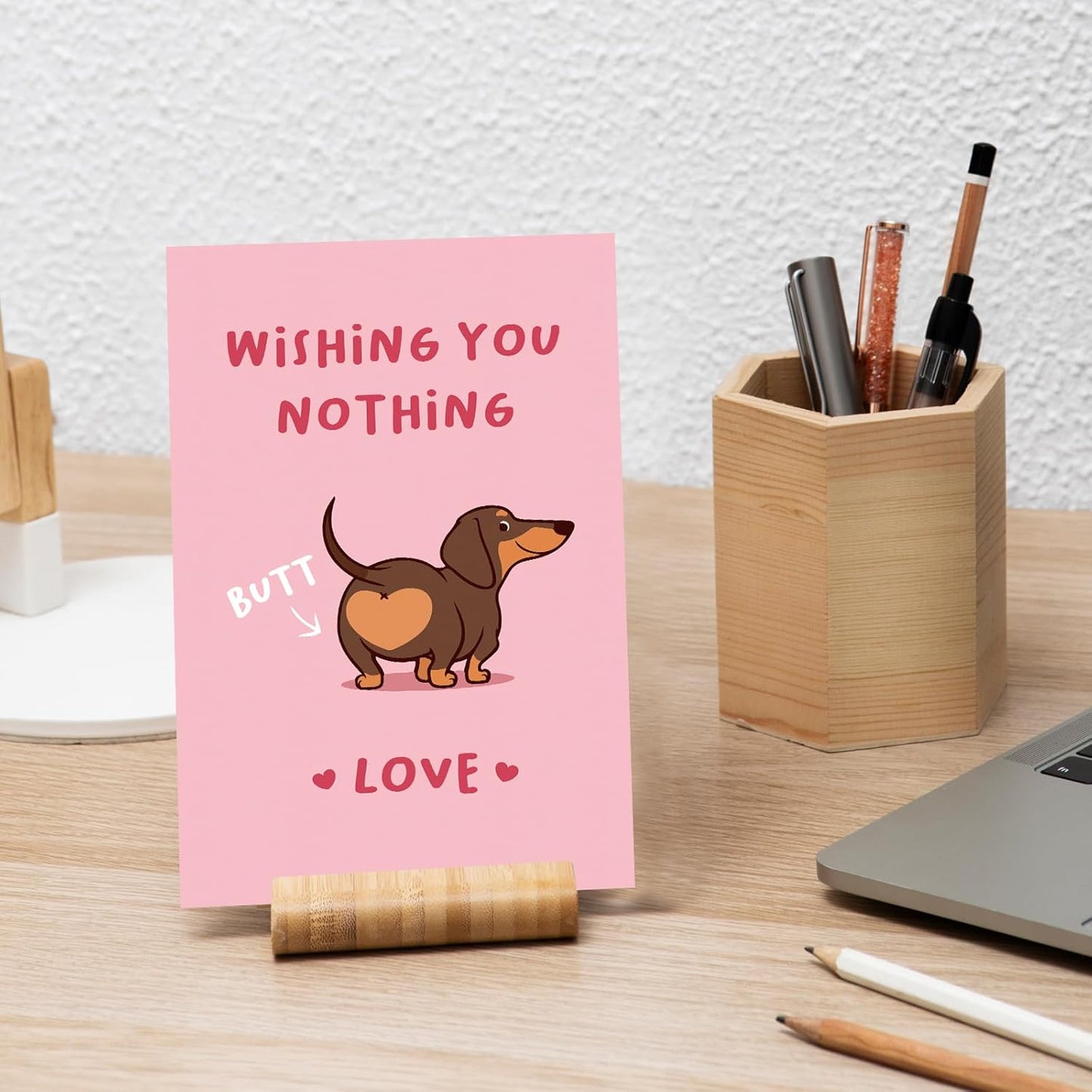 Cute Puppy Valentine'S Day Card for Doggo Lover, Funny Dachshund Dog Birthday Card for Him Her Friend, Dog Love Card, Wishing You Nothing Butt Love