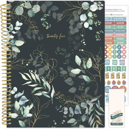 2025 (8.5" X 11") Calendar Year Day Planner (January 2025 - December 2025) - Weekly/Monthly Dated Agenda Organizer with Stickers & Tabs - Eucalyptus, Green