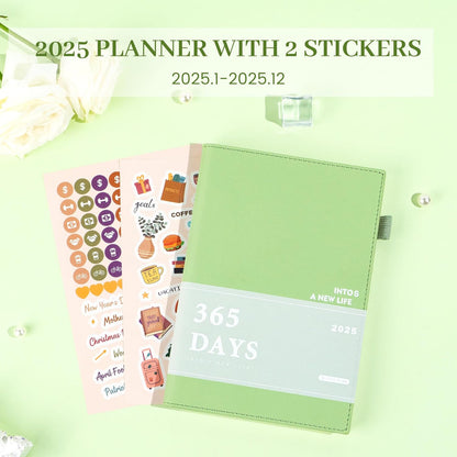 2025 Planners for Women Weekly and Monthly Planner 2025 with Stickers& Pocket Hardcover Leather 2025 Agenda Calendar Monthly Planner 5X8, Green