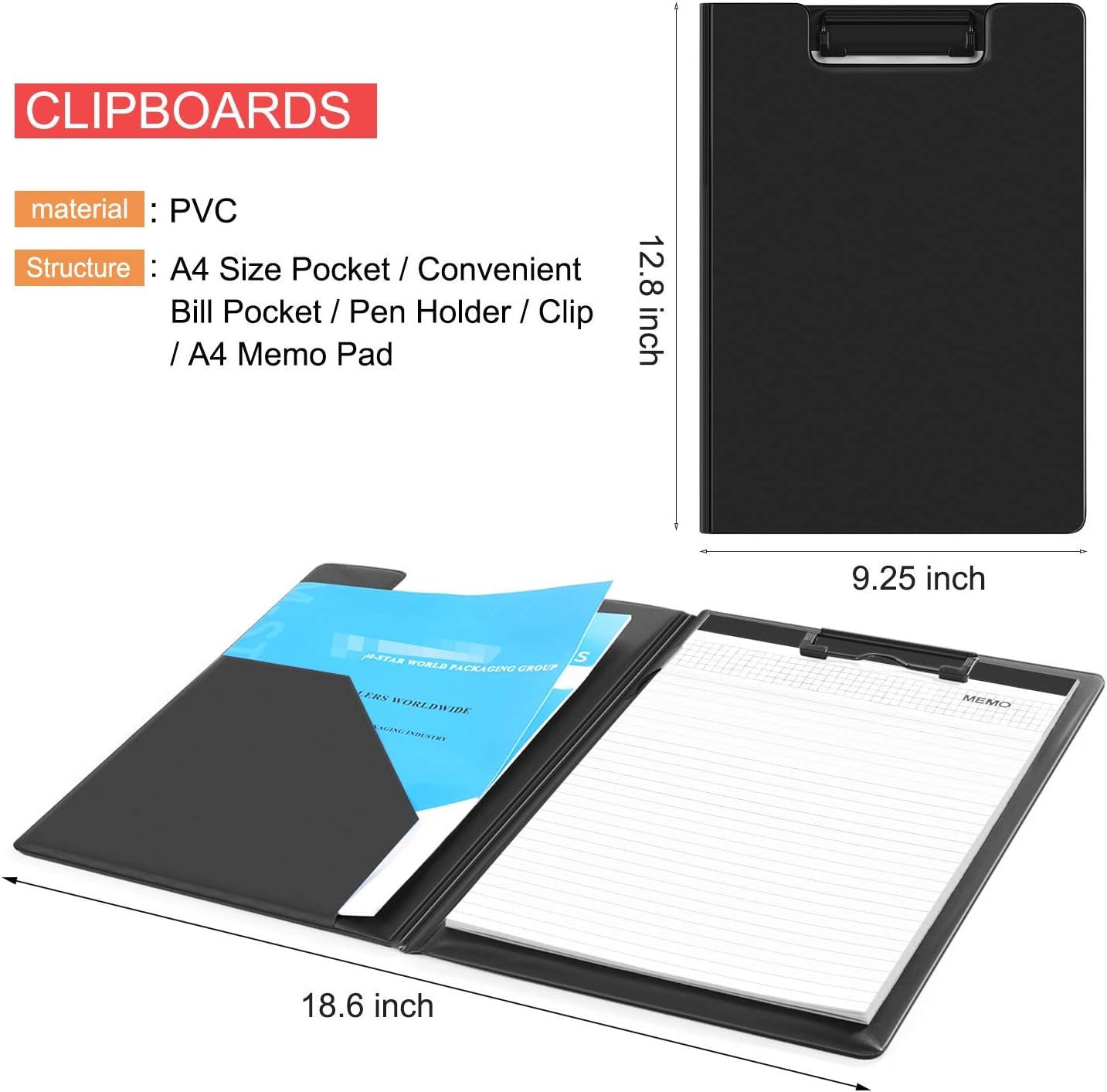 Clipboards Folder Hardboard by Office Solutions Direct with Memo Pad Low Profile Clip Standard A4 Letter Size Classroom Supplies