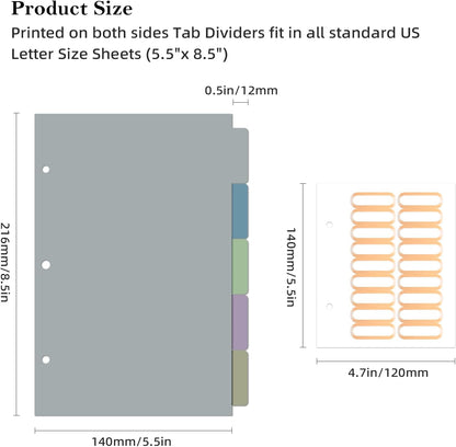 Mini 3 Ring Binder 1 Inch and Mini Binder Dividers with Tabs 1 Pack