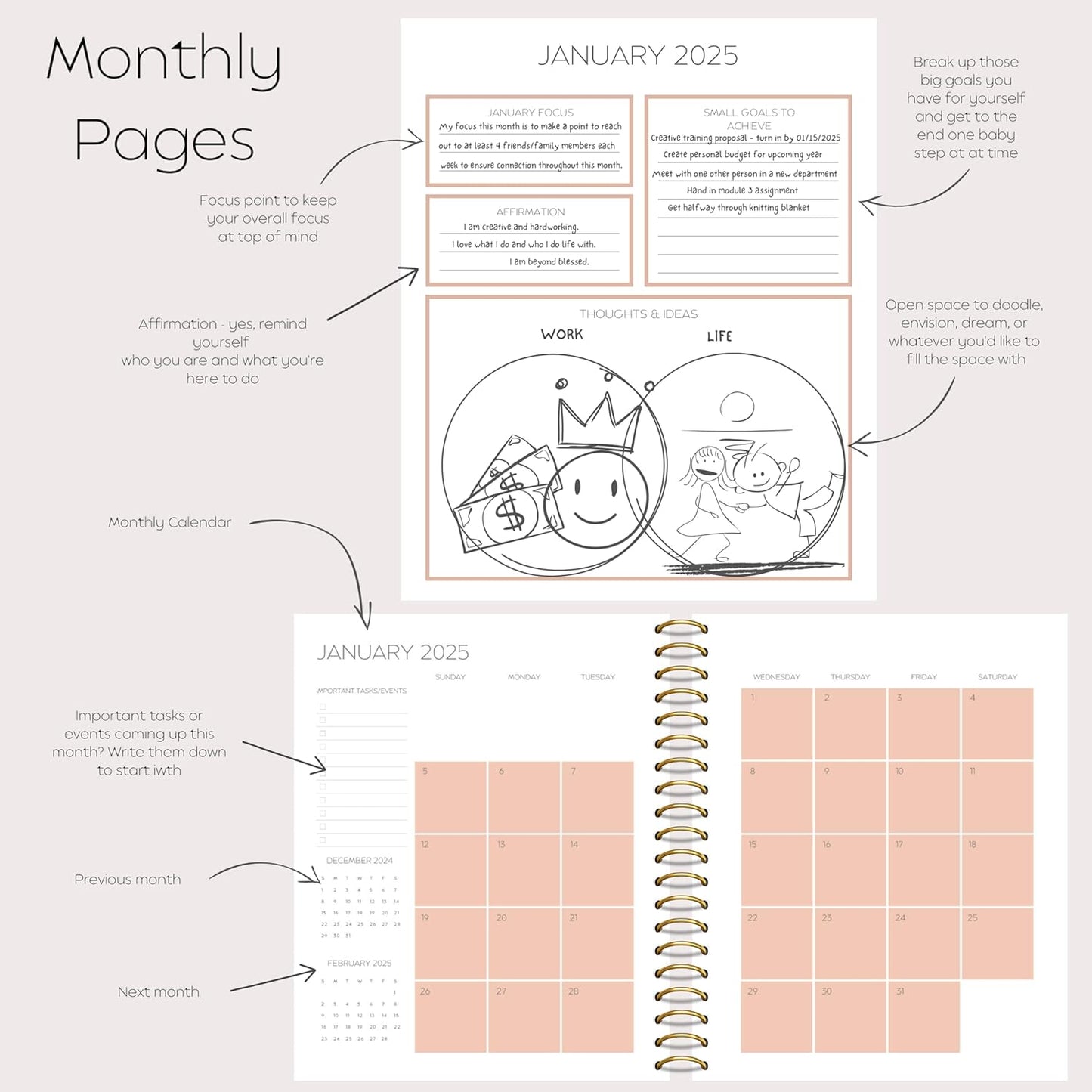 The  2025 Planner and Goals Journal. Daily Planner, Weekly Calendar Book and 2025 Monthly Planner with to Do List, Habit Tracker, Goal Planner. 8 X 10 Calendars, Planners & Organizers