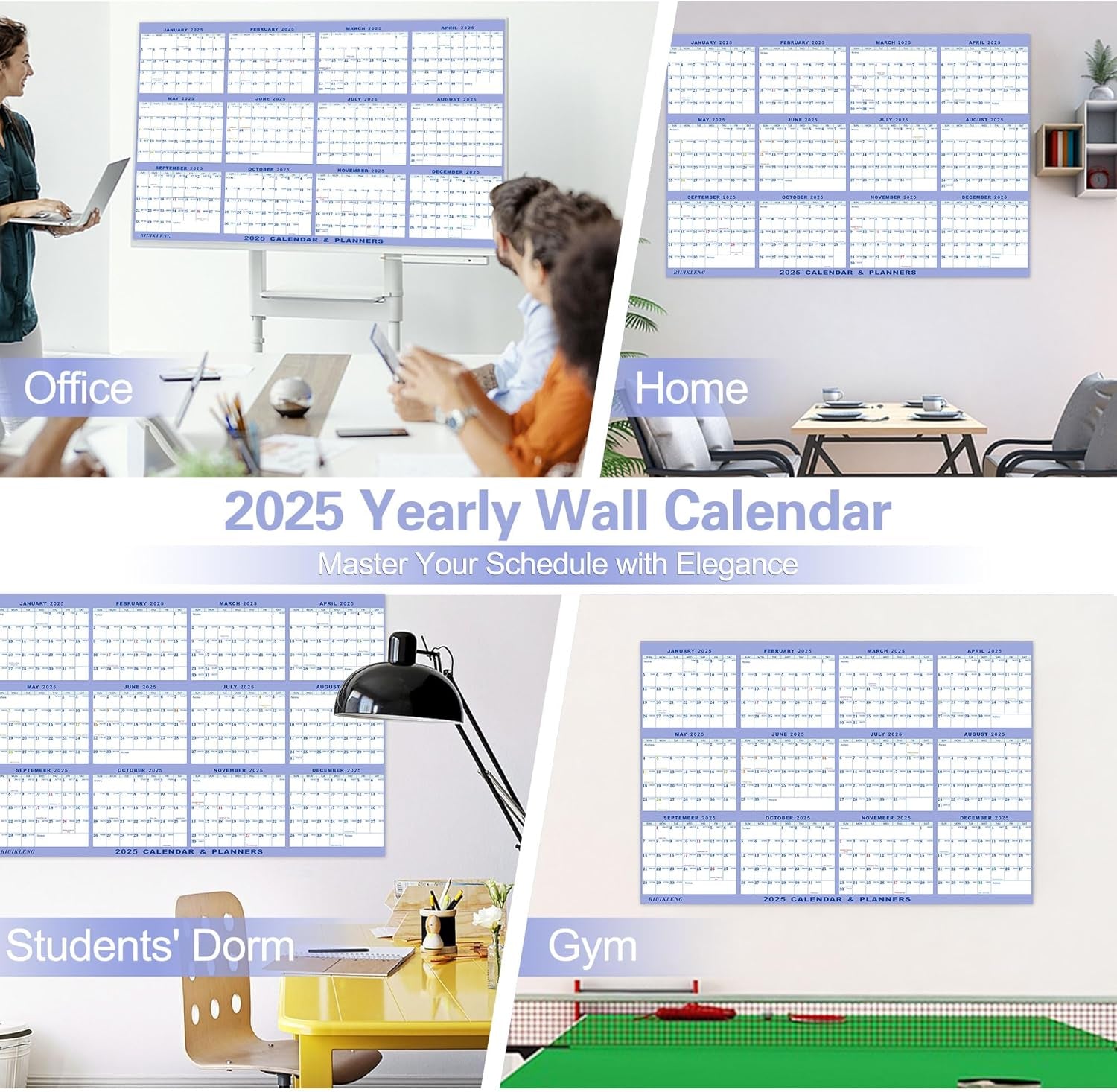 32" X 48" 2025 Wall Calendar, Wet & Dry Erase Wall Calendar 12 Month, Annual Yearly Planner Yearly Laminated Calendar 2025 Horizontal/Vertical, with Julian Dates