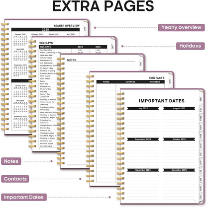 2025 Planner, Weekly and Monthly Planner Spiral Bound, Jan 2025 - Dec 2025, Hardcover 2025 Calendar Planner Book with Tabs, Inner Pocket, Perfect for Office Home School Supplies - A5 (6.3" X 8.5"), Purple