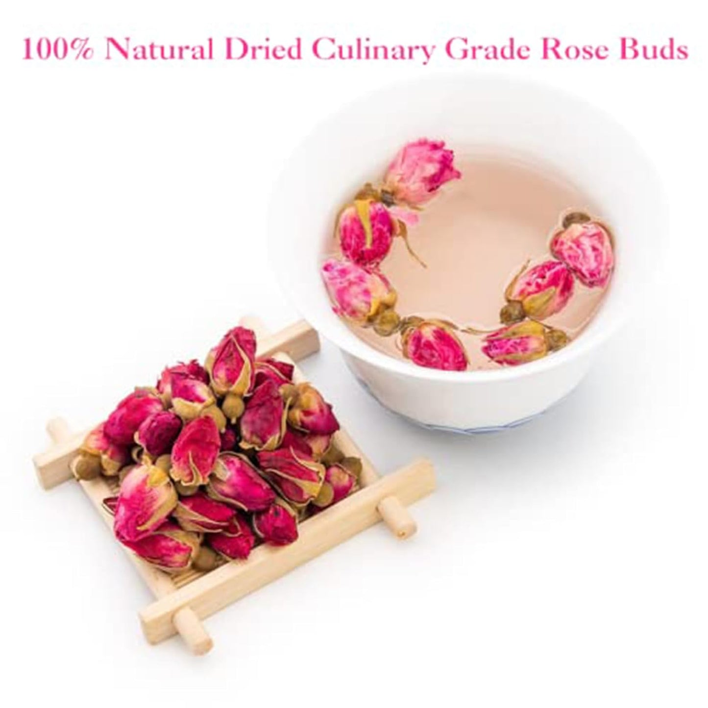 Rose Tea Loose Leaf, Primium Dried Rose Buds, Food Grade Rose, Rose Herbal Tea, Caffeine Free, 4 Ounce Pack of 1