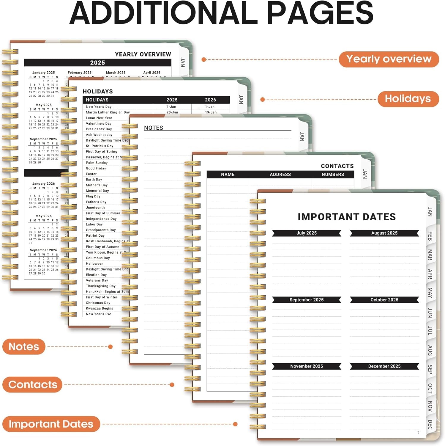 2025 Planner, Weekly and Monthly Planner, 12 Month (Jan 2025 - Dec 2025), Hardcover 2025 Calendar Planner Book with Monthly Tabs, Inner Pocket, Spiral Bound, Perfect for Office Home School Supplies - A5 (6.3" X 8.5"), Abstract