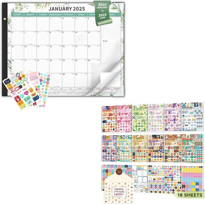 2025-2026 Large Desk Calendar and Calendar Stickers Set