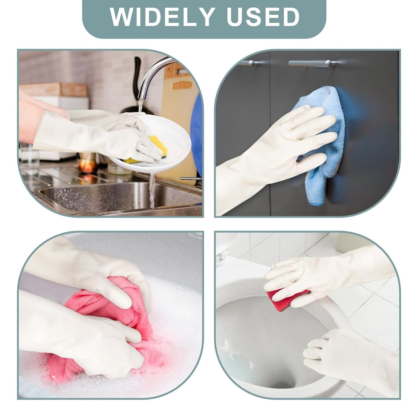 2Pair, 15IN, Kitchen Dishwashing Gloves and Household Cleaning Gloves, Reusable, Durable, Latex Free(Medium)