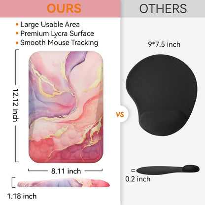 Pink Mouse Pad with Wrist Support Large Ergonomic Office Comfy Pain Relief Mousepad Wrist Rest