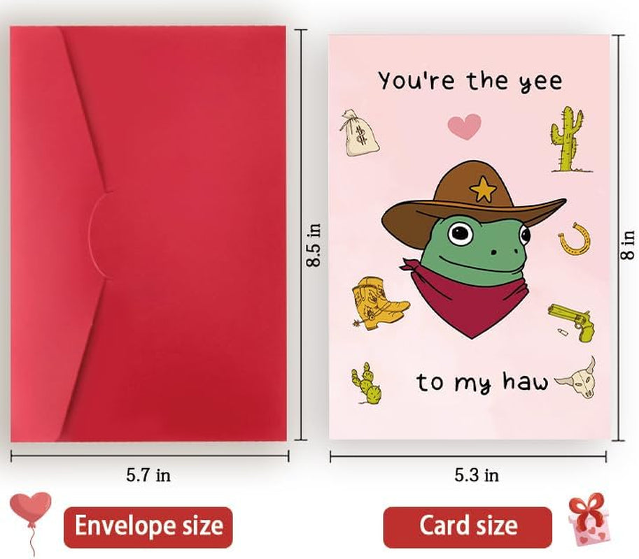 Funny Frog Valentines Card Gift,Humorous Valentine'S Day Card for Women Men,Unique Anniversary Card for Him Her,Cowboy Valentines Day Card