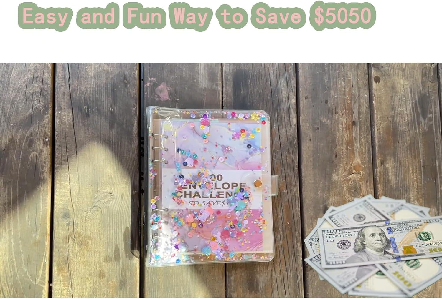 100 Days Money Savings Challenges Book,A5 Storage Budgeting Binder Money Organizer Cash Saving Challenge,Budget Planner Envelopes & Expense Sheets to save $5,050