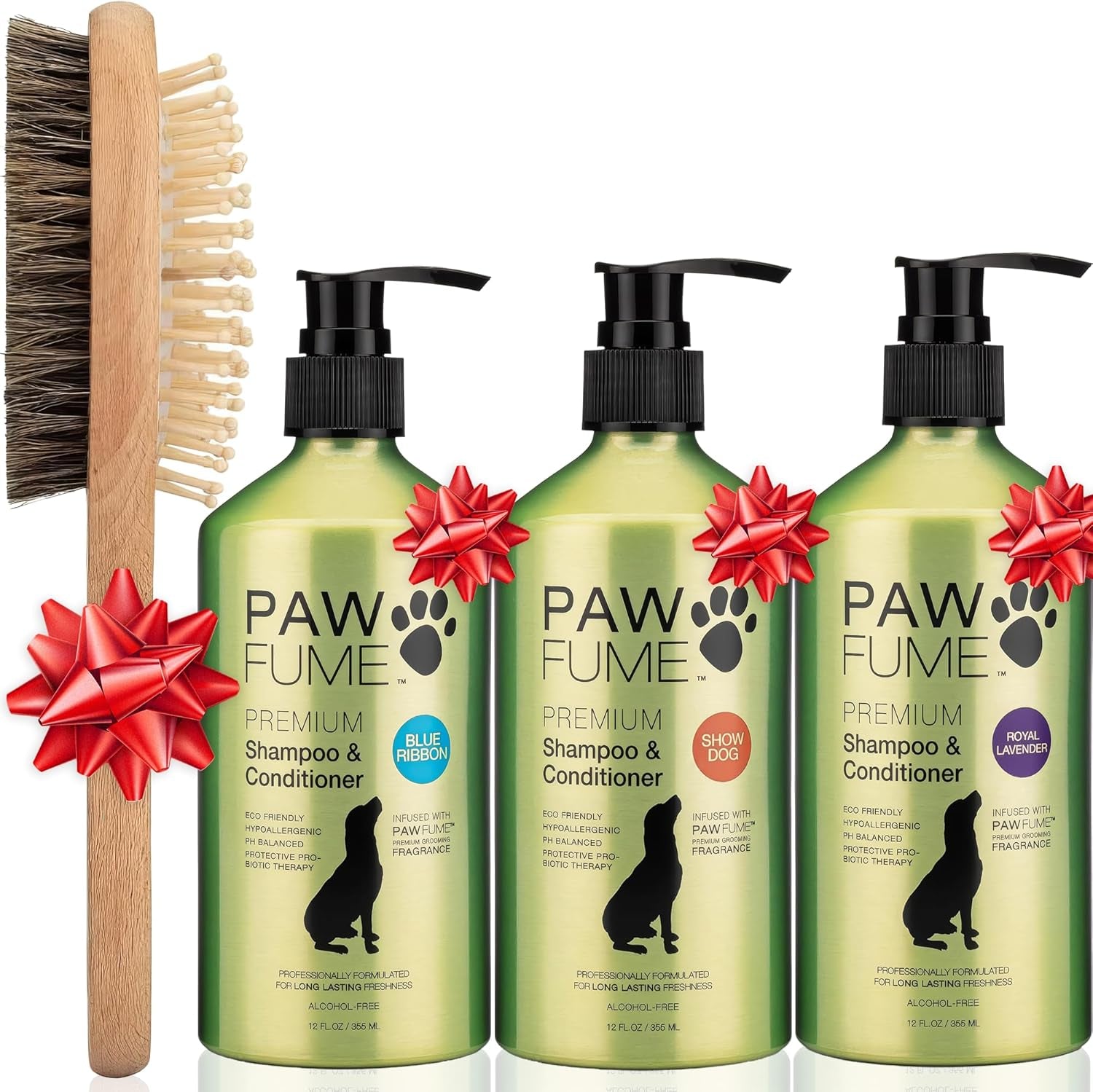 PAWFUME 2-In-1 Pet Brush + Pawfume Dog Shampoo and Conditioner (All 3 Scents)