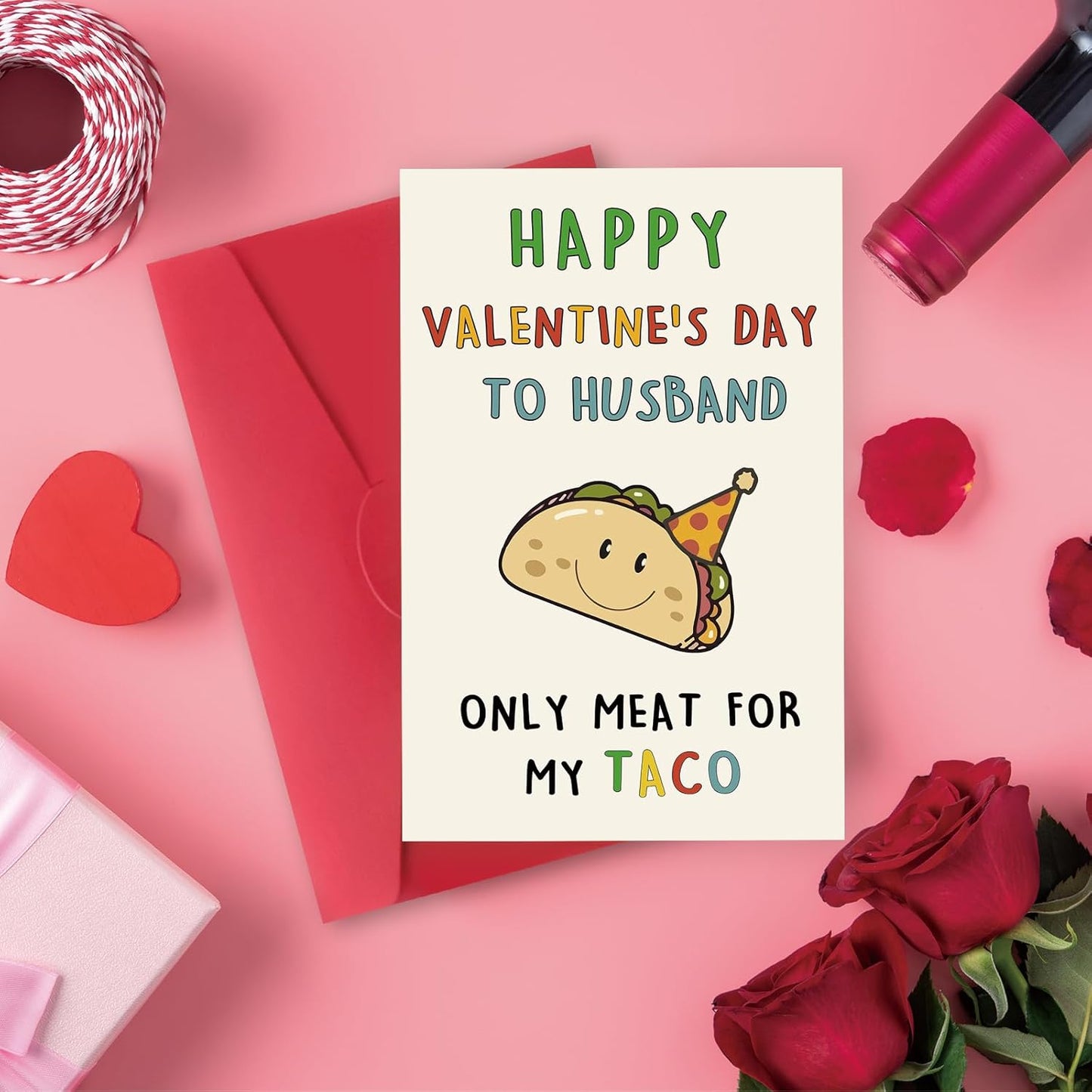 Funny Valentines Day Gifts Card for Husband，Naughty Taco Valentines Day Gifts for Him，Romantic Valentine'S Day Cards for Husband from Wife，Happy V-Day to Husband-Only Meat for My Taco