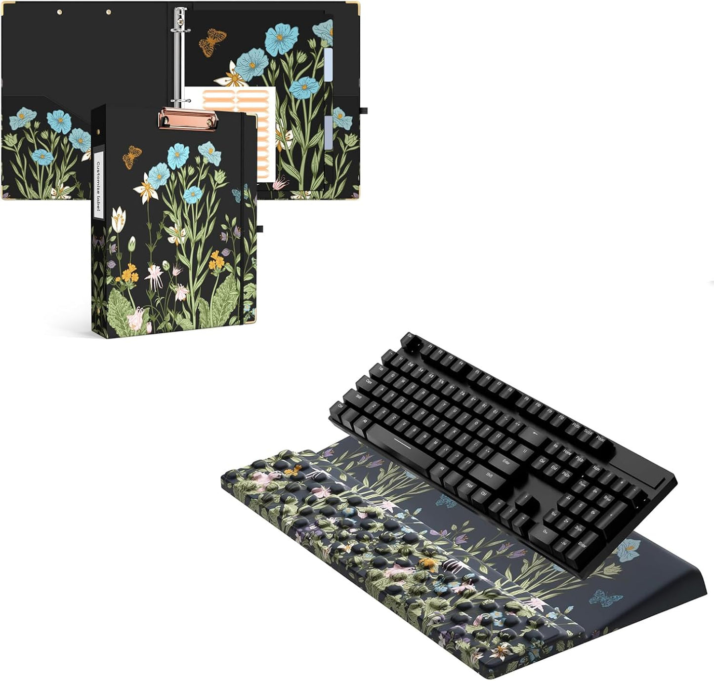 Floral Clipboard Binder and Keyboard Wrist Rest