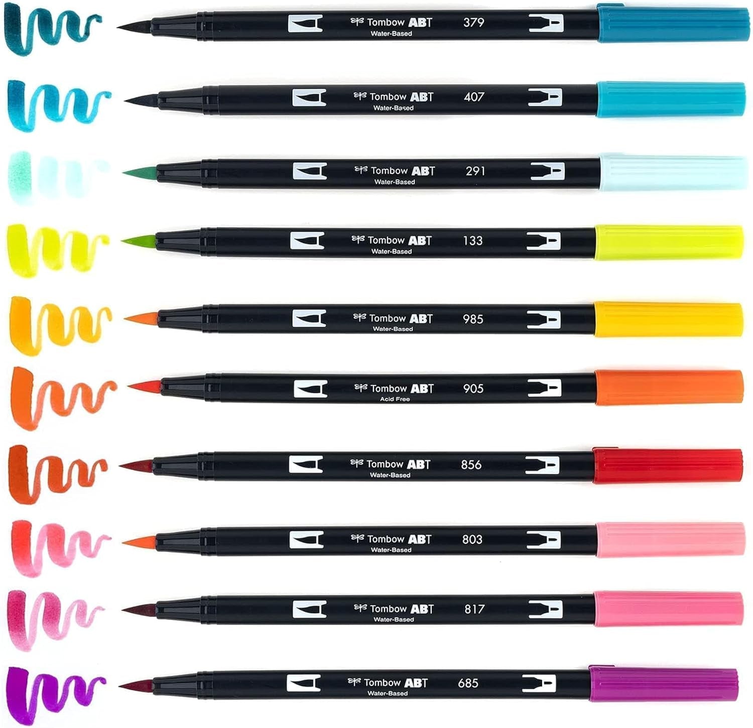 56189 Dual Brush Pen Art Markers, Tropical, 10-Pack. Blendable, Brush and Fine Tip Markers