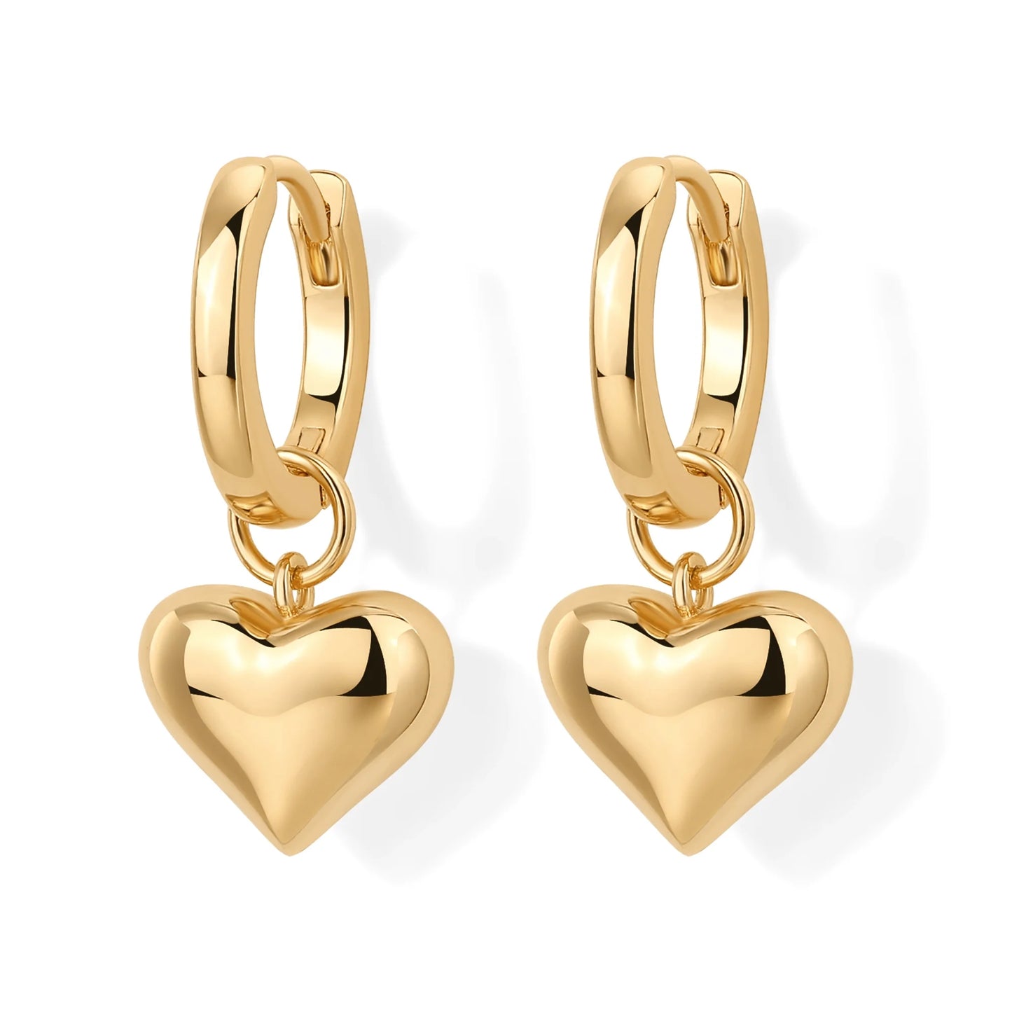 Women'S 14K Yellow Gold Flash Plated Heart-Shaped Huggies & Minimalist Stud Earrings Set, Sterling Silver Post