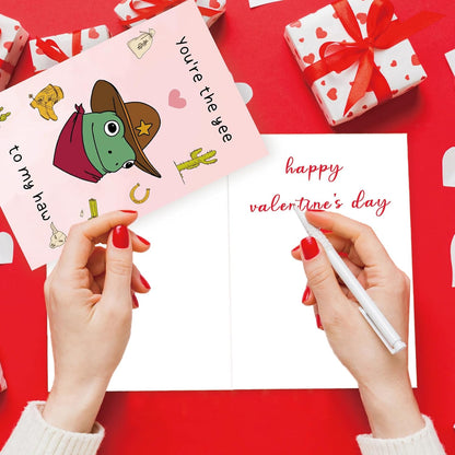 Funny Frog Valentines Card Gift,Humorous Valentine'S Day Card for Women Men,Unique Anniversary Card for Him Her,Cowboy Valentines Day Card