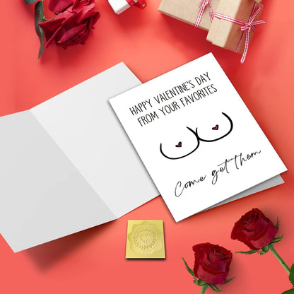 Boyfriend Valentines Day Card, Sexy Valentines Gift, Rude Valentines Card for Husband, Humorous V-Day Card from Wife Girlfriend (Come Get Them)