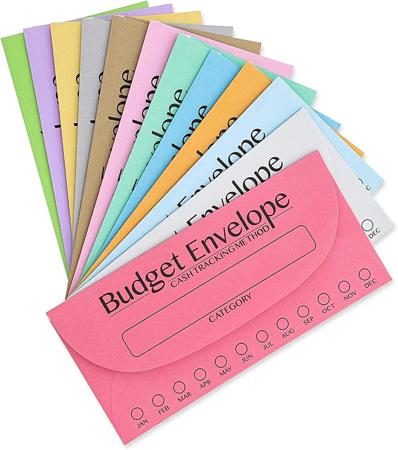 96 Pack Bulk Budget Envelopes for Cash System, Budgeting Tracker Binder, Money Saving Challenge, 12 Colors (6.5 X 3 In)