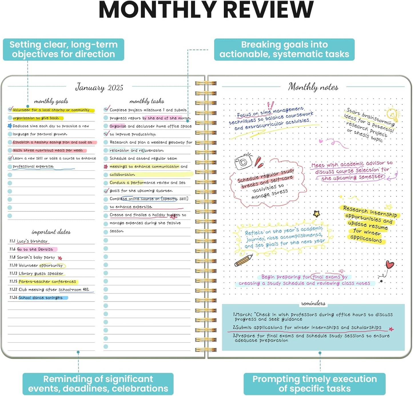 Monthly Planner 2025-2026, 18 Months Planner Calendar 2025-2026, January 2025 - June 2026, 7" X 10", 25-26 Monthly Calendar Planner, Perfect for School Office Home Planning - Green