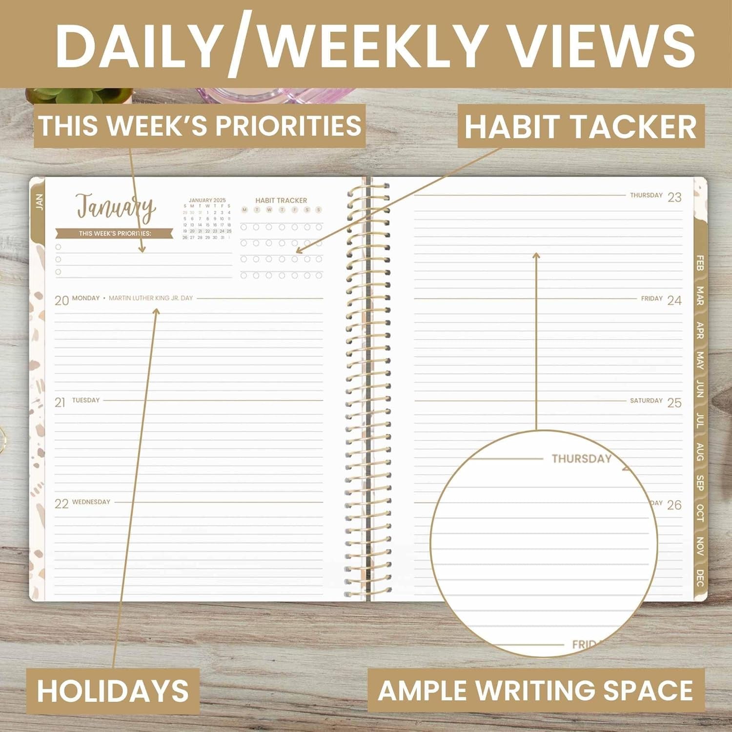 2025 (8.5" X 11") Calendar Year Day Planner (January 2025 - December 2025) - Weekly/Monthly Dated Agenda Organizer with Stickers & Tabs - Moments of Grace