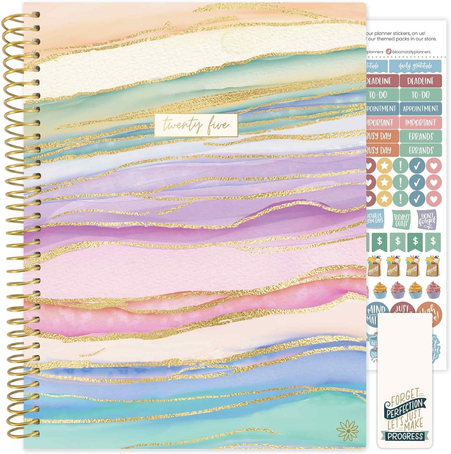 2025 Planner (8.5" X 11") Calendar Year Day Planner (January 2025 - December 2025) - Weekly & Monthly Agenda Organizer with Stickers & Tabs - Watercolor Waves