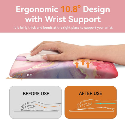 Pink Mouse Pad with Wrist Support Large Ergonomic Office Comfy Pain Relief Mousepad Wrist Rest