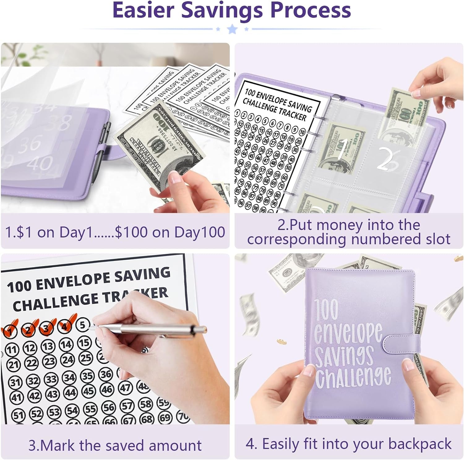 100 Envelopes Money Saving Challenge, Planner 2025-2026, Budget Binder Savings Challenge Book, Savings Challenges Budget Book Binder,Budget Planner Book for Saving Money (Rose Red)