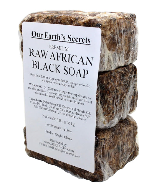 Premium Natural Raw African Black Soap, 3 Pound