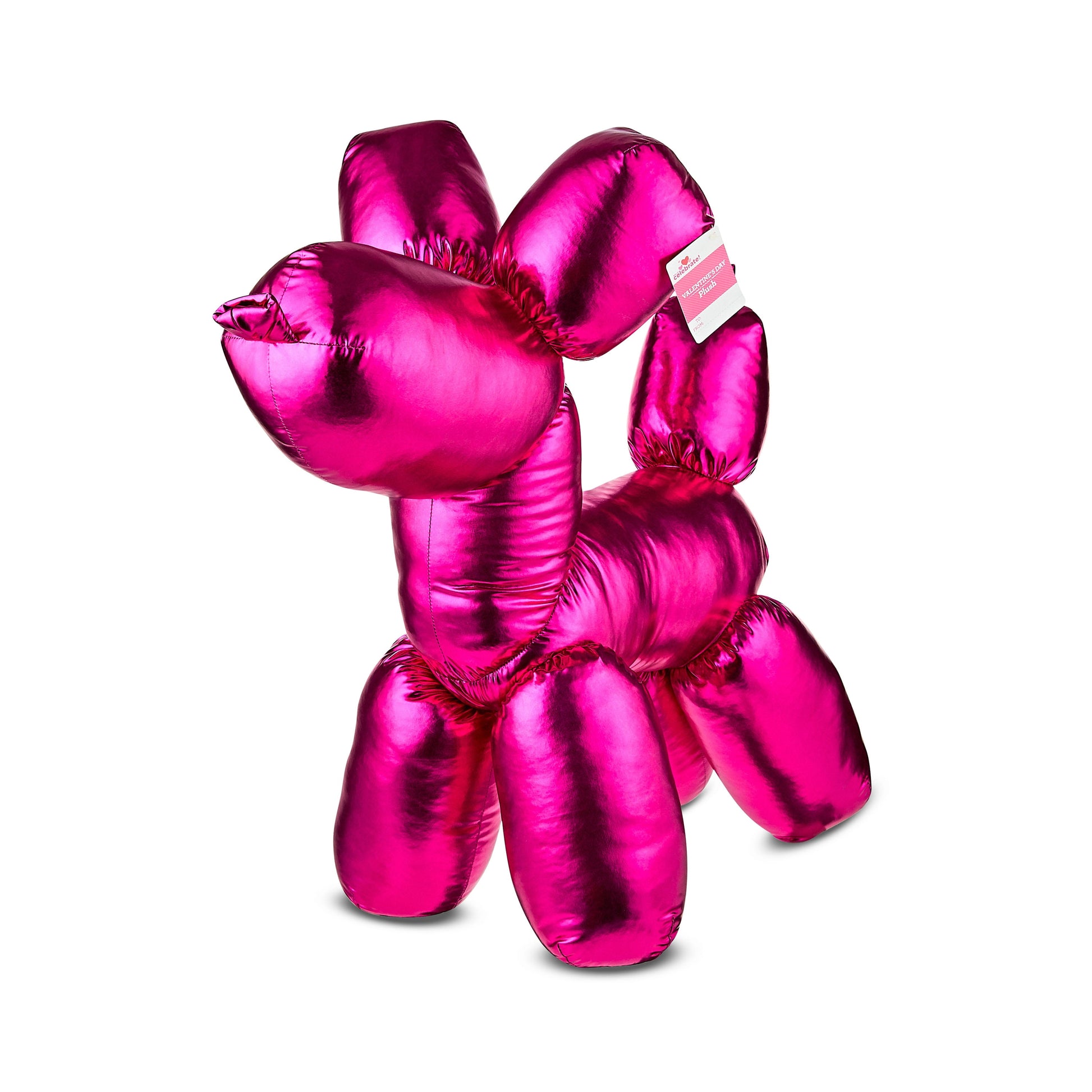 Valentine’S Day Hot Pink Iridescent Balloon Dog Plush, by