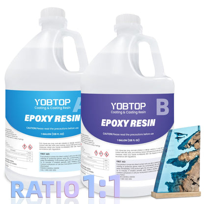 Epoxy Resin 2 Gallon Kit,Crystal Clear Epoxy Resin,Not Yellowing,Bubble Free,Food Safe Resin & Fast Curing Resin for Coating, Casting, Table Top, River Table,Countertop, Wood,Jewelry,Diy, Tumblers,Art