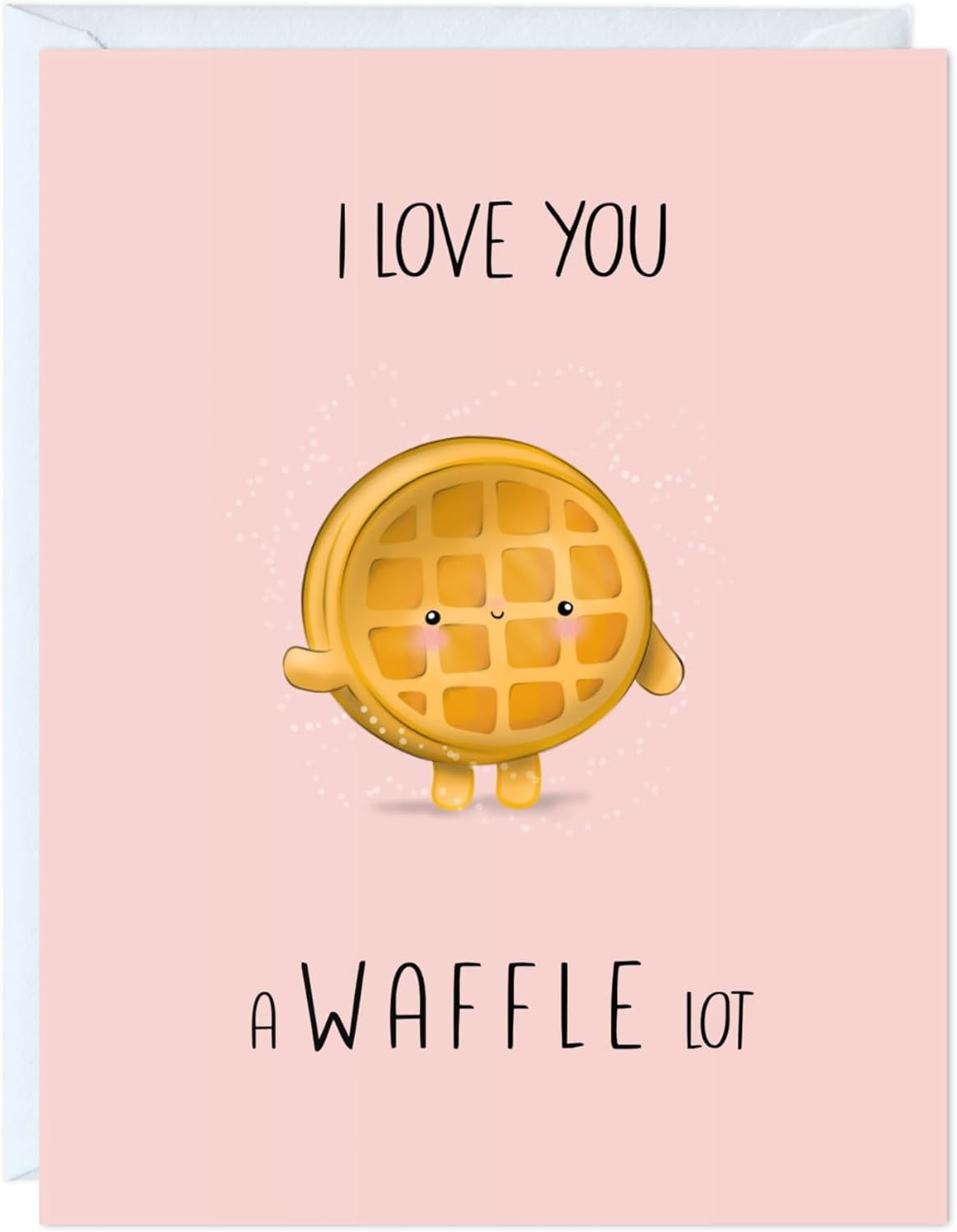 Valentines Day Anniversary Card for Her Him/Girlfriend Wife/Husband Boyfriend, Friendship Thank You Birthday Vday Kawaii Greeting Card (I Love You a Waffle Lot)