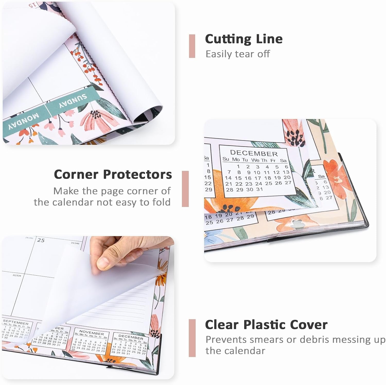 Desk Calendar 2025-2026 Large 22"X17" Monthly Planner Pad with Plastic Cover 18 Months Ditsy Floral