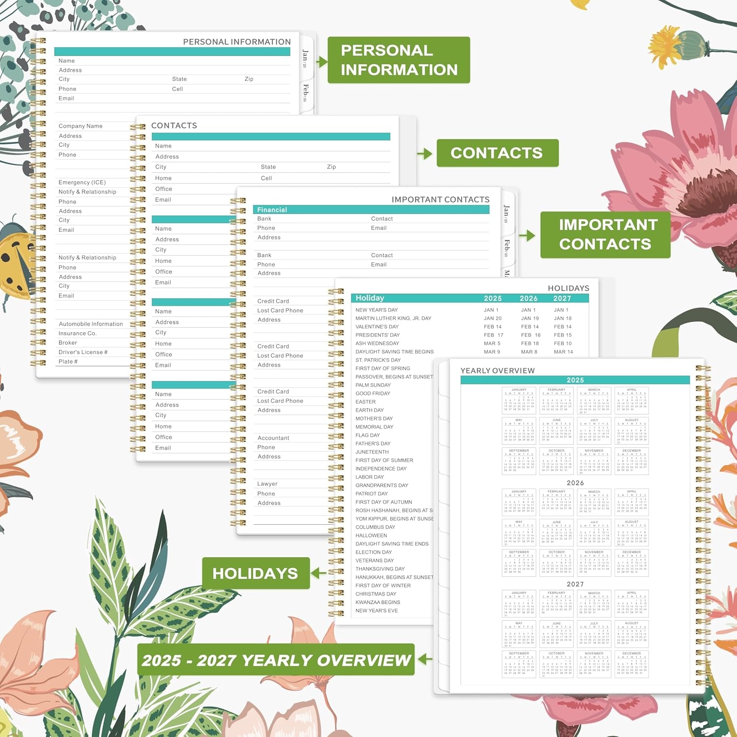 2025 Monthly Planner/Calendar - Jan 2025 - Dec 2025, 12 Monthly Planner 2025, 9’’ X 11'', 2025 Planner with Tabs, 2-Sided Pockets, Twin-Wire Biding, Holidays, Notes Pages, Julian Dates