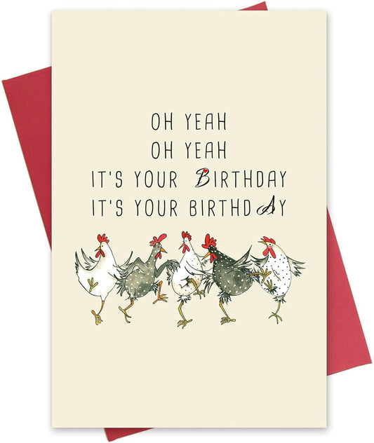 Funny Birthday Card, Birthday Card for Friend, Dancing Chicken Birthday Card for Female Male