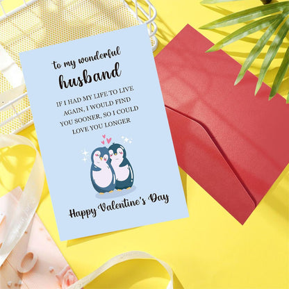 Romantic Valentines Day Card for Husband, Penguin Valentines Day Card for Him, Happy Valentines Day Gift from Wife, to My Wonderful Husband